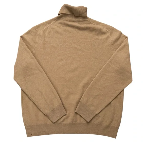 Saks Fifth Avenue Sweater Mens Size 2XL Turtleneck Pullover 100% Cashmere Beige - Picture 2 of 5